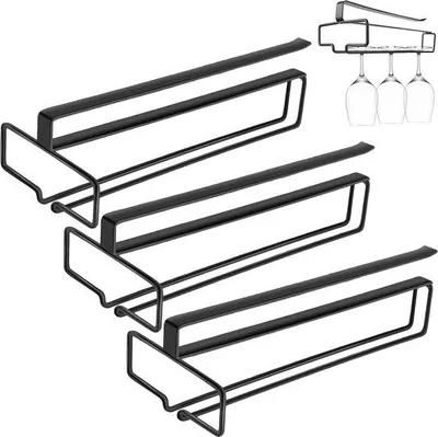 Produktbild von Famanu Weinglashalter Set - 3 Metallhalter in Schwarz