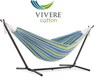 Produktbild von VIVERE Hängematte aus Baumwolle mit Gestell 250 cm – 200 kg Belastung - Oase
