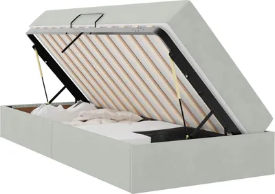 Produktbild von Aufbewahrungsbett mit Matratze Hellgrau 100 x 200 cm Samt