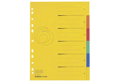 Image de herlitz 50036295 Intercalaires en carton herlitz, A4 grande largeur, 6 pièces, vierges