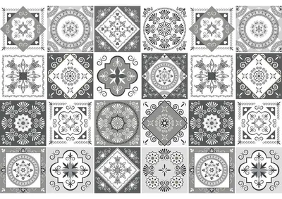 Image de Autocollants décoratifs pour carrelage de cuisine et de salle de bain – 24 autocollants Azulejos Taliha – 24 autocollants de 15 x 15 cm