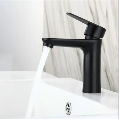 Produktbild von Einhebel-Waschtischarmatur Schwarz Wassersparend Geliefert mit -Abfluss