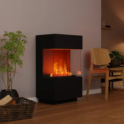 Produktbild von GLOW FIRE Elektrokamin 'OGF 1 Mini'| Wasserdampf Kamin mit OMC 400 ohne Holz in Schwarz als Raumteiler | HxBxT: 55x96x40 cm