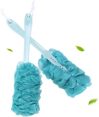 Produktbild von Rückenbürste mit Duschschwamm, langer Griff, für Damen und Herren (Blau)