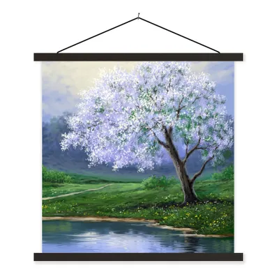 Produktbild von MuchoWow® Textilposter Malerei - Baum - Blüte - Natur - Wasser 40x40 cm mit schwarzem Rahmen - Fotos