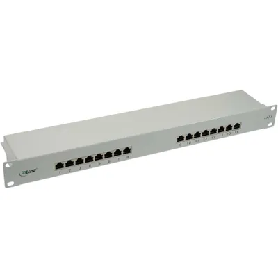 Produktbild von InLine® Patchfeld Cat.6, 16-fach, 48,26cm (19"), 1HE, lichtgrau, RAL7035