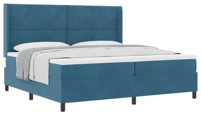 Productafbeelding van vidaXL Boxspringbed met hoofdeinde, blauw, 200 x 200 cm, fluweel