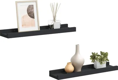 Image de vidaXL Baguettes à tableaux 2 pcs. noir 40x9x3 cm MDF