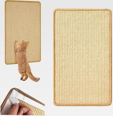 Produktbild von Kratzmatte Katze, Sisal Scratching Boards, 20x40 cm Sisalteppich für Katzen, Katzenkratzbretter, Sisal Kratzteppich, Katzen Kratzmatte mit Klettverschlus für Sofa, Möbel, Tür Kratzschutz (Gelb)