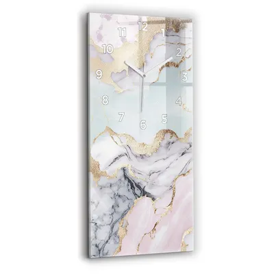 Produktbild von Wallfluent Wanduhr – Stilles Quarzuhrwerk - Uhr Dekoration Wohnzimmer Schlafzimmer Küche - Zifferblatt - weiße Zeiger - 30x60 cm - Pastellmarmor