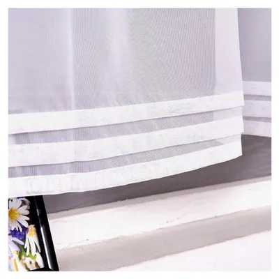 Produktbild von Scheibengardine mit Schlaufen für die Küche, transparente Bistrogardinen, Uni Voile in Weiß, HxB 30x120cm, 1 Stück