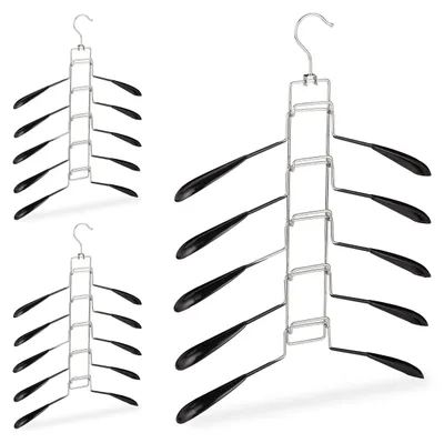 3er Set Kleiderbügel, platzsparend, 5 Haken, Anti-Rutsch, 58x40,5x3,5 cm