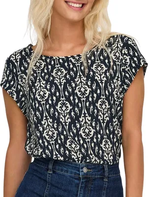 Productafbeelding van ALLEEN Damen Onlmoster gestreepte top met ronde hals, JRS Noos, zomercollectie, model "Total Eclipse", maat 40