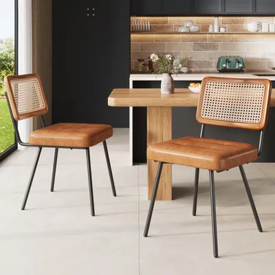 Two chairs in a modern kitchen setting.
