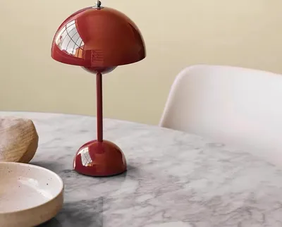Produktbild von Kabellos Nachttischlampen, LED Tischlampe, Touch Dimmbare kuppelförmige Tischleuchte, 3 Lichtfarben Pilzlampe, Schreibtischlampe, Dekotischlampe, Rot