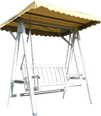 Productafbeelding van Houten Schommelbank voor Buiten - Tuinschommel met Zonnedak - 188 x 161 x 88 cm