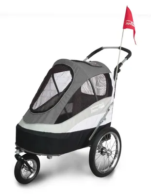 Produktbild von InnoPet® Sporty Trailer AT Pet Stroller Hundebuggy mit Luftreifen Fahrradanhänger Nylon schwarz/grau
