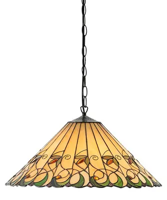 Obrázek produktu pro Závěsné svítidlo JAMELIA v hnědé barvě s 3 žárovkami E27 (40 W), sklo, rozměry: 136 x 50 x 50 cm, IP20, styl Tiffany