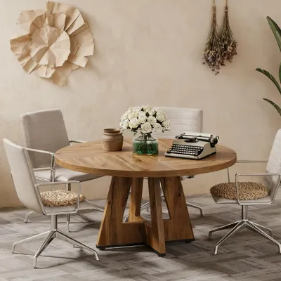 Productafbeelding van Ronde Eettafel - Eettafel Rond - Keukentafel - Tafel Voor 4 Personen - Landelijke Tafel - Ø 120 cm
