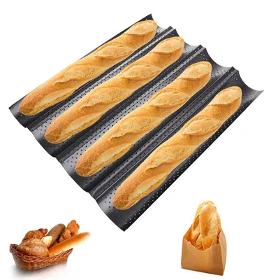 Productafbeelding van Baguette bakvorm voor 4 baguettes met anti-aanbaklaag