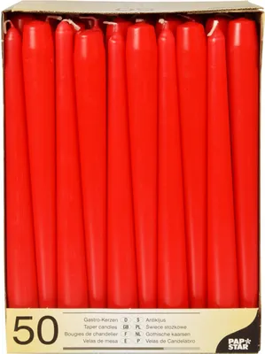 Produktbild von PAPStar 50 Leuchterkerzen Ø 2,2 cm 25 cm rot