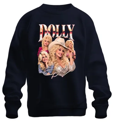Productafbeelding van Dolly Parton, countrymuzieklegende, western cowgirl, sweatshirt/pullover, marineblauw, maat L