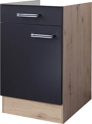 Produktbild von Küchenunterschrank ohne Arbeitsplatte - 50 cm breit - Anthrazit San Remo Eiche – Lino