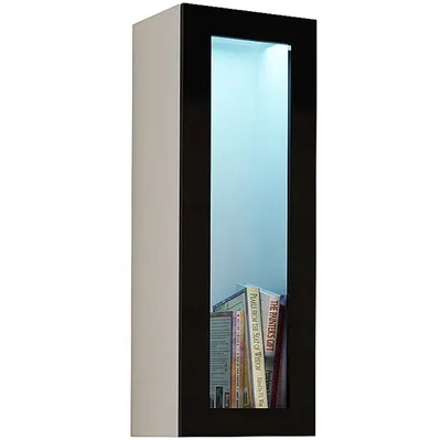 Produktbild von Hängevitrine 90 GOVI VG6B weiß / schwarz hochglanz