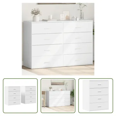 Produktbild von The Living Store Sideboards 2 Stk. Weiß 60x39x80 cm Holzwerkstoff