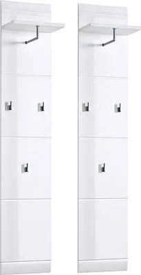 Produktbild von Garderobenpaneel Set DANARO-01 Hochglanz weiß (2-teilig), B x H x T ca. 80 x 153 x 23 cm
