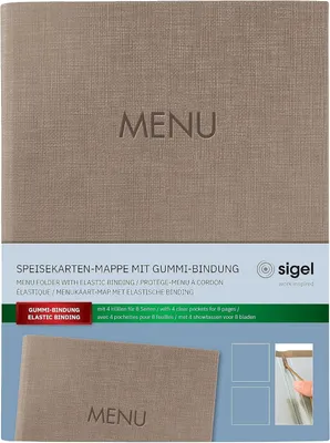 Produktbild von SIGEL SM211 Speisekarten-Mappe, Gummi-Bindung, A5, beige