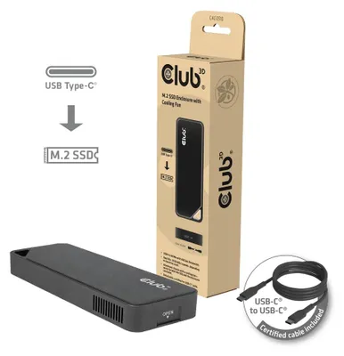 Productafbeelding van CLUB3D CAC-2510, SSD-behuizing, M.2, M.2, 40 Gbit/s, USB-connectiviteit, Zwart