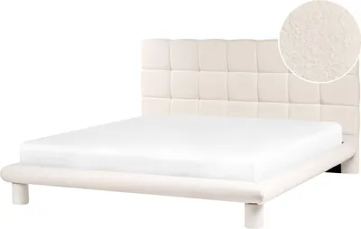 Obrázok produktu pre BELIANI Posteľ krémovo biela čalúnená bukramom 180 x 200 cm čalúnené čelo a noha modernej spálne v škandinávskom štýle