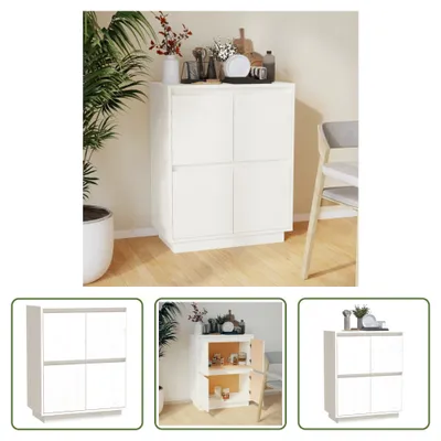 Produktbild von The Living Store Sideboard Weiß 60x34x75 cm Massivholz Kiefer