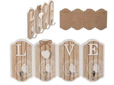 Produktbild von OOTB Weiß/naturfarbenes Holz-Schlüsselboard LOVE