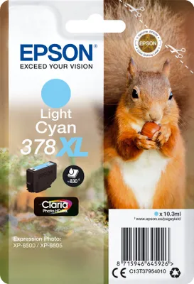 Produktbild von Epson 378XL - 10.3 ml - XL - hell Cyan - original - Blister mit RF- / akustischem Alarmsignal - Tintenpatrone - für Expression Home XP-8605, XP-8606, Expression Photo XP-8500 Small-in-One, XP-8700