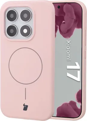 Produktbild von Silikon Handyhülle mit Magnetring für Xiaomi 17, Bizon Soft Case Magnetic, Hellrosa