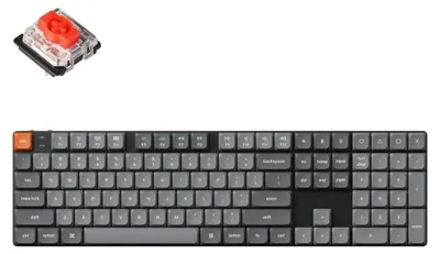 Immagine prodotto di Tastiera meccanica cablata, colore bianco, profilo basso, interruttori Gateron Red, layout QWERTY ANSI americano, tasti in PBT