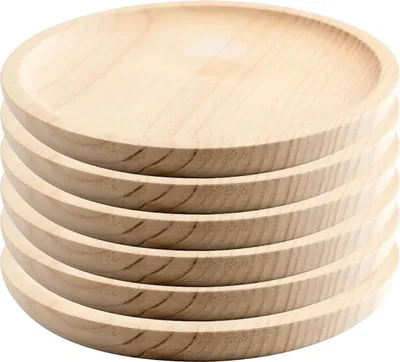 Produktbild von Holztablett - Rundes Fleisch- und Käsebrett - Set von 6 - Ø 24 cm