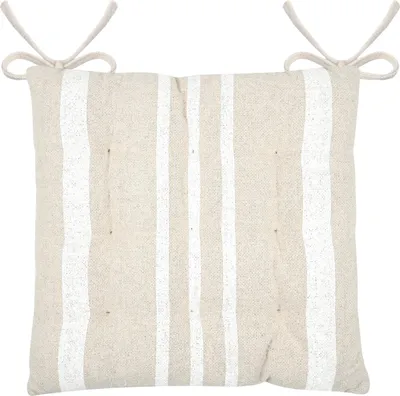 Produktbild von STOF | Stuhlkissen - Dekokissen - beige - weiß - 38 x 38 cm - 100% Baumwolle - Sitzkissen - Streifenmuster