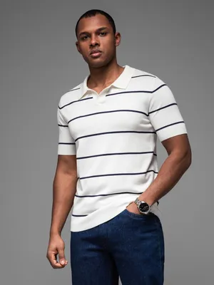 Obrázek produktu pro Ombre Clothing Pánské tričko s límečkem Ulima bílo-tmavě modrá XL