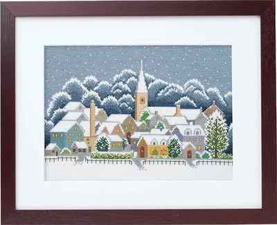 Zdjęcie produktu dla Zestaw do haftu krzyżykowego Olympus "Cotswolds zimą", wzór liczony, 23,4x32,5 cm