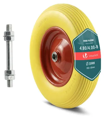 Produktbild von VOUNOT® Schubkarrenrad Pannensichere 4.80/4.00-8 mit Achse, 392x92mm, 20mm Achse