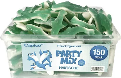 Produktbild von Capico Fruchtgummi Party Mix Haifische ohne künstliche Farbstoffe, Halal 1000g