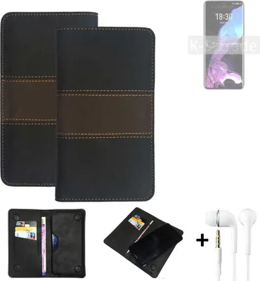 Produktbild von K-S-Trade Handyhülle + Kopfhörer kompatibel mit Meizu 18 Schutzhülle Walletcase Bookstyle Tasche Schutz Case Hülle Wallet Cover Kunstleder