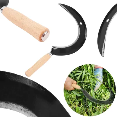 Produktbild von BAUSTER® Handsichel Sichel Sense Sensensichel Holzgriff Rundsichel Gebogen Stahl