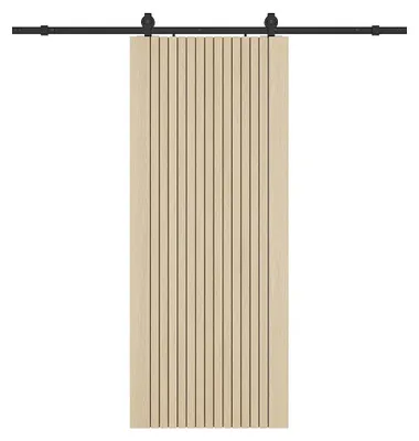 Produktbild von Schiebetür mit Aufputzsystem aus Holz und geriffelter MDF - H205 x B93 cm - AREZO
