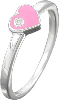 Produktbild von Ring Kinderring Herz-pink & Zirkonia weiß 925 Silber Silberring Innenumfang 44mm Ø14.0mm