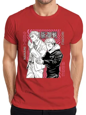Immagine prodotto di Maglietta da uomo Jujutsu Kaisen Nanami Itadori Anime Estetica Regalo Manga Retro, Rosso, S
