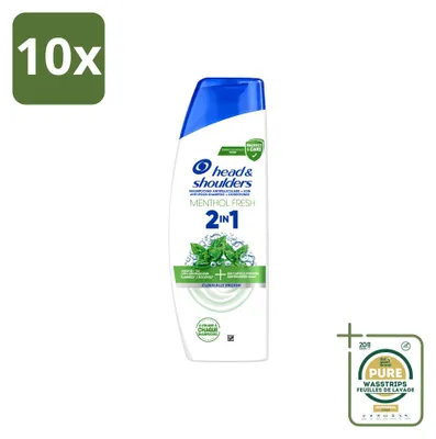 Produktbild von 10 x Head & Shoulders 2-in-1 Menthol Fresh Anti-Schuppen Shampoo 300 ml - Vorratspackung - 10 Stücke
